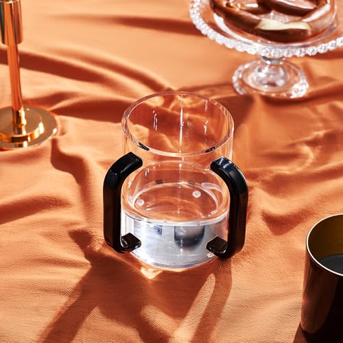 Judaica Acrylic Hand Washing Cup for Netilat Yadayim with Dual Handles - 5" Clear Unbreakable Plastic Negel Vasser Wash Cup Everyday & Passover Seder, Shabbat, Shul, Synagogue, Home (Clear & Black) - color: Black