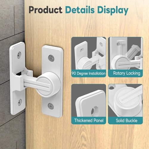 90° Heavy Duty Zinc Alloy Barn Door Lock White 2 Pack | Security Sliding Door Latch for Barn, Garden, Bathroom, Fence, Shed，With Screws & Washers - color: White-2 Pcs