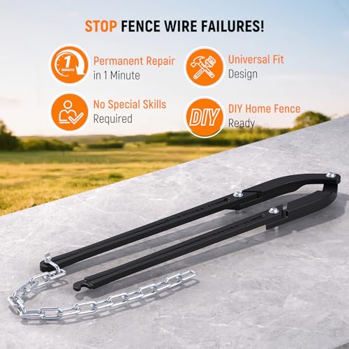 Heavy Duty Fence Fixer,Fence Wire Repair Tool,Lifetime Replacement Guarantee,Corrosion-Proof Iron Construction Designed for Electric Fences,Horse Fencing and mesh Wire Applications. (Black)