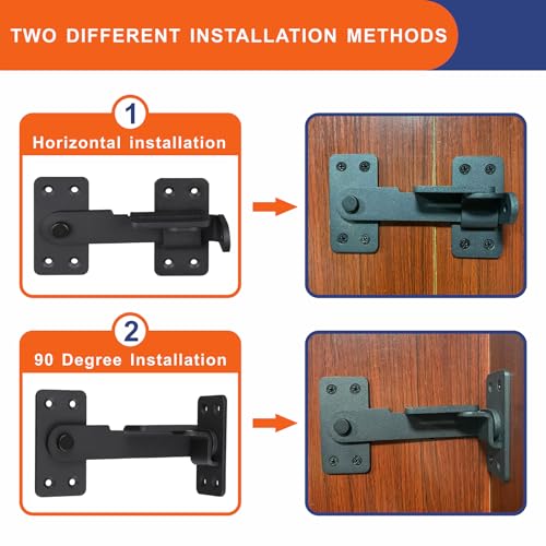 Flip Latch Lock,90 Degre Heavy Duty Gate Latch with Padlock Hole,Safety Door Bolt Latch Lock,Barn Door Lock Suitable for Wooden Fences,cabinets, bathrooms, Toilets, Windows, etc. - size: 1 Piece