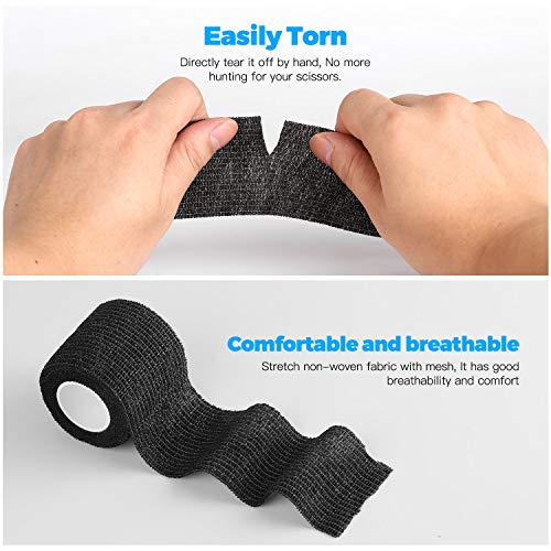 Self-Adhesive Bandage Wrap, Breathable, Elastic, 3 Inch, 8 Rolls - color: Black, size: 3 Inch (Pack of 8)