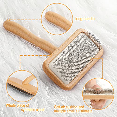 Carpet Rake Sheepskin Wool Brush, Wood, 1PCS - color: Wood