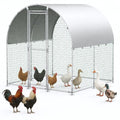 Large Metal Chicken Coop Run for Yard with Cover 6.6x6.6x6.9ft Poultry Cage | Walk-in Coop with Waterproof UV Cover, Upgraded Anti-twist Door for Backyard Hens, Ducks, Geese and Farm Yard Use - size: 78.7"L x 78.7"W x 82.7"H