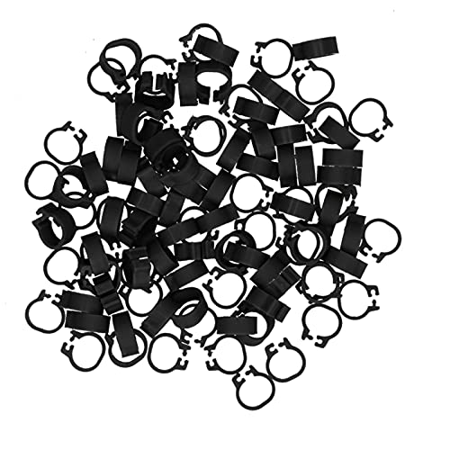 Zerodis 100PCS 8mm Leg Rings, Plastic Identification Bands for Pigeons, with Reusable Easy to Install for Poultry Dove Marking (Black) - color: Black