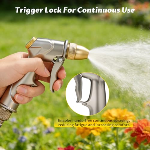 Lichamp Heavy Duty Garden Hose Nozzle Sprayer, Solid Metal High Pressure Water Nozzle with Adjustable Spray Patterns for Watering Plants, Lawns, Car Washing, Patio Cleaning, and Pet Care