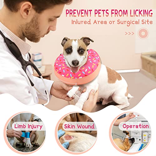 Supet Inflatable Dog Cone Collar for Small Dogs Puppies Cats, Soft Dog Cone Alternative After Surgery for Puppies Cats to Stop Licking - color: Donut Pink, size: XS(Neck 4"-7")