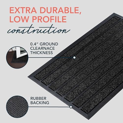 ubdyo Extra Durable Door Mat Outside Entrance (32" x 20", Bright Black) | Dirt Trapping, Non-Slip Backing, Indoor or Outdoor Use, Welcome Mat, Low Profile, Natural Rubber, Stain Fade Resistant - color: Bright Black, size: 32'' x 20'' (Rectangular)