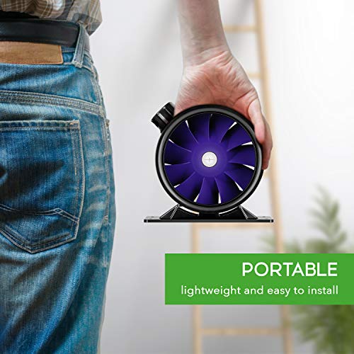 iPower 6 Inch 300 CFM Ventilation Booster Fan with Grounded Power Cord, Quiet Inline Duct Exhaust Blower for HVAC in Grow Tent, Basements, Bathrooms, Black - size: 6'' Fan