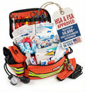 Scherber First Responder Fully-Stocked Professional Essentials EMT/EMS Trauma Kit | HSA/FSA Approved | Reflective Bag w/8 Zippered Pockets & Compartments & 200+ First Aid Supplies - Orange - color: Orange