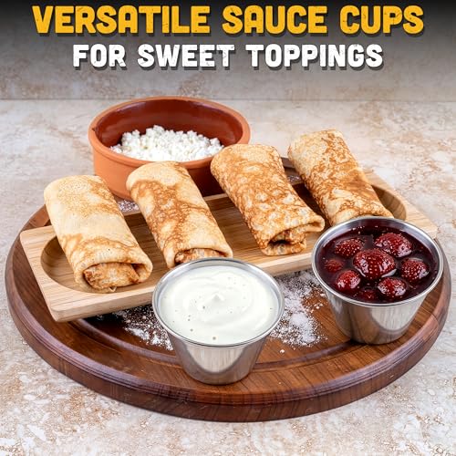 12 Pcs Dipping Sauce Cups, 2.5 Oz Stainless Steel Ramekins | Metal Condiment Cups; Stackable; 2.3 In Diameter; for Sushi, Wings, Charcuterie & Dips; Reusable for Portion Control