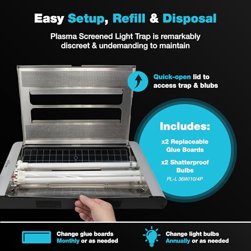 Catchmaster Vector Plasma Screened Wall-Mounted UV Fly Light Trap - 2,850 sq. ft. Catch Zone, Fly Trap for Dining Rooms & Commercial Kitchens and Fresh & Dry Food Storage, UV Lamp Flying Insect Killer - style: Plasma Screened - 2,850 sq ft