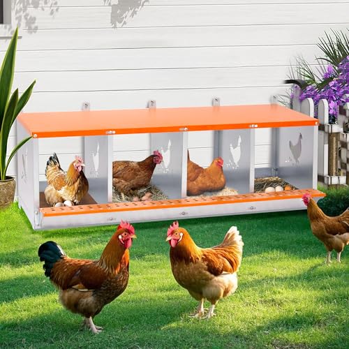4 Compartment Galvanized Steel Nesting Box Wall Mount | Galvanized Steel Rustproof & Weather Resistant|Vented Design Keeps Interior Dry & Odor Free|Tool-Free Assembly - size: 42.5"L x 17.0"W x 15.0"H