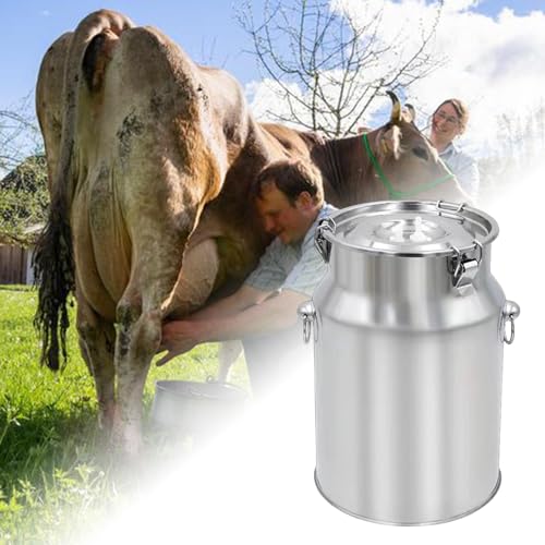 Stainless Steel Milking Machine Bucket with Lid, 10L Milk Can for Cow Sheep Goat Milking Equipment, Farm Milk Storage and Transport - size: 10L