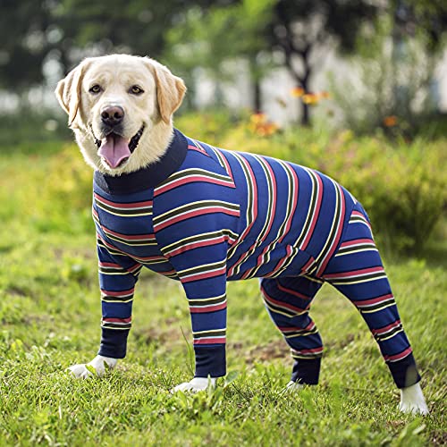 Dog Surgery Recovery Suit Female Male for Dogs After Surgery Medium Large Dogs Onesie Dog Pajamas Pjs Clothes (Navy Stripes, 28 (Chest 26.77 in | Backlength 18.11)) - color: Navy stripes, size: 28 (Chest 26.77 in | Backlength 18.11)