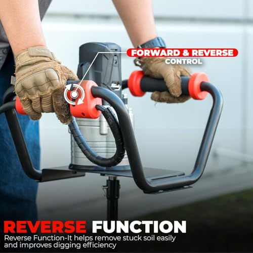 XtremepowerUS 1500W Electric Post Hole Digger Earth Auger with Reverse Function Dig Hole Fence Post Hole Digging, Tree Planting Include 6" Digging Auger Bit, 3/4" Shaft