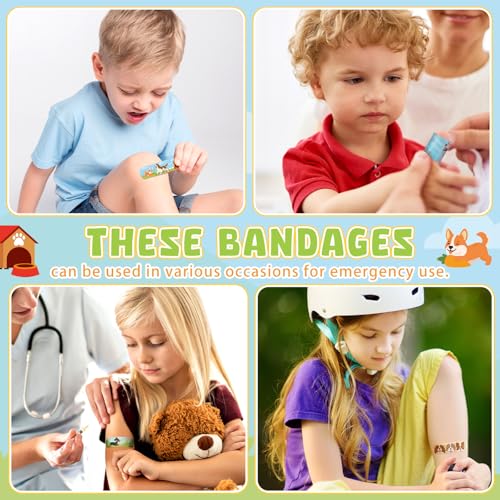 Panelee 120 Pcs Kids Dog Farm Animal Adhesive Bandages Monster Construction Trucks 20 Styles Puppy Cute Waterproof Breathable Bandages for Kids Girl Boy Children Toddler(Dog) - style: Dog