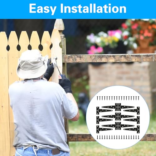 T Strap Hinges Heavy Duty, Shed Door Gate Hinges(Black) (12, 12 Pcs *5 inch) - size: 12 Pcs *5 inch