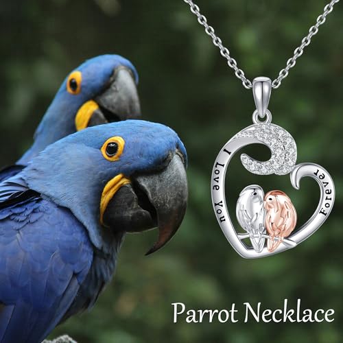 Goat Necklace Crystal Goat Necklace Sterling Silver Heart Goat Necklace Animal Pendant Jewelry for Women Goat Gift for Goat Lovers - style: parrot