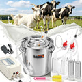 2-in-1 7L Goat Milking Machine, Electric Vacuum Pulsation Milker | Battery Powered Goat Milker with 4 Teat Cups, for Goat & Cow, Auto Stop, SUS304 Stainless Steel Bucket, Food-Grade Material