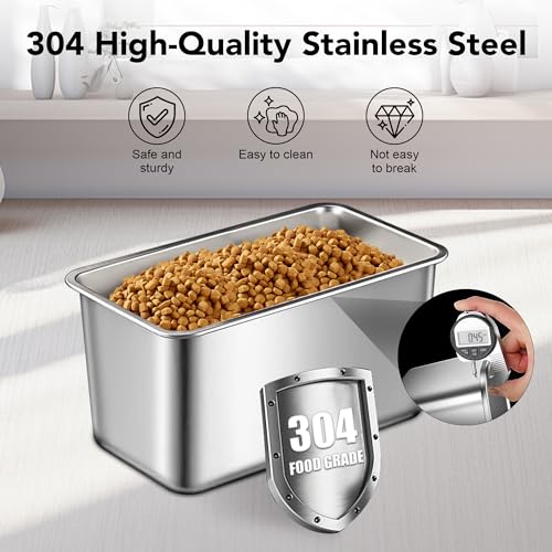 Newget 11 lb Stainless Steel Dog Food Storage Container with Scoop, White | Keep Food Fresh, Sturdy, Airtight, Rust-Proof, Insect-Proof, Moisture-Proof, Easy to Use, Suitable for Store All Pet Food - color: B-White