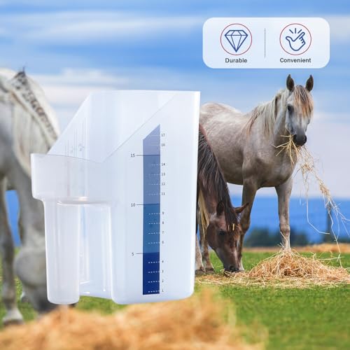 Harrison Howard Feed Scoop for Equine Precision Plastic Measuring Scoop with Measurement Markings Perfect for Stable Use Measuring Sweet Feed Pellet Oats Grain Water|3 Quart - size: 1 pcs