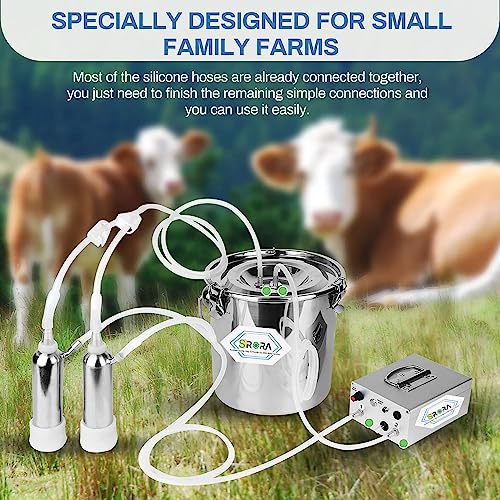 9L Cow Milking Machine, Rechargeable Battery Adjustable Pulse Vacuum Electric Cow Milking Machine,Portable Milking Machine,Individual Pulsation Adjustment, Udder Protection - size: 9L Cow