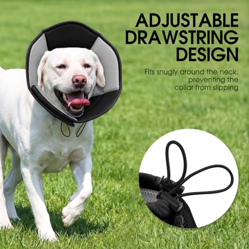 Soft Cone, Large Dog Cone Alternative for Recovery, Black - color: Black, size: Large