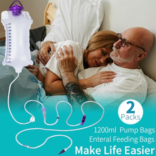 2 Packs Feeding Bag, 1200ml Bags Kit, Delivery Bag Set, Pump Bags, Large Bore