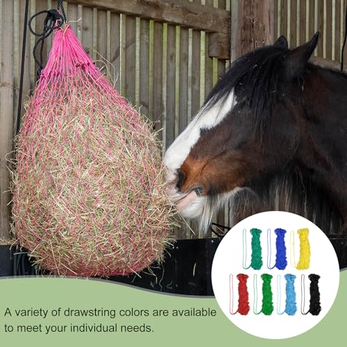 Slow Feeder Hay Net, 40" Length 2" Holes Strong Load-Bearing, Nylon Slow Feed Bag Hay Feeder, (Lake Blue, 1 Pcs), Intended for Horses/Goats/Trailer/Stall - color: Lake Blue