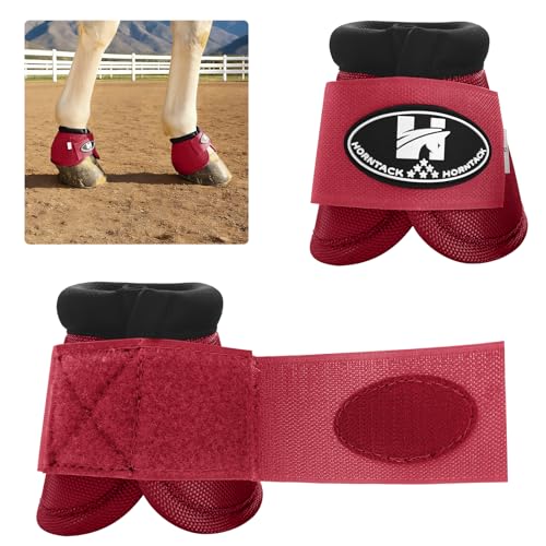 Horse Bell Boots for Outdoor Sports(Crimson Red, M) | Comfortable fit, prevents sprains, convenient hook and loop design, durable outdoor protection - color: Crimson Red, size: M