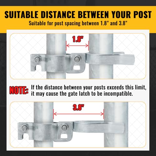 VIVIDA 1-3/8" x 1-7/8" Chain Link Gate Latch, Fence Gate Fork Latch, 1 PCS | Galvanized Fence Gate Lock, Chain Link Fence Parts, Bolts & Nuts Included - size: 1-3/8" x 1-7/8" (1 PCS)