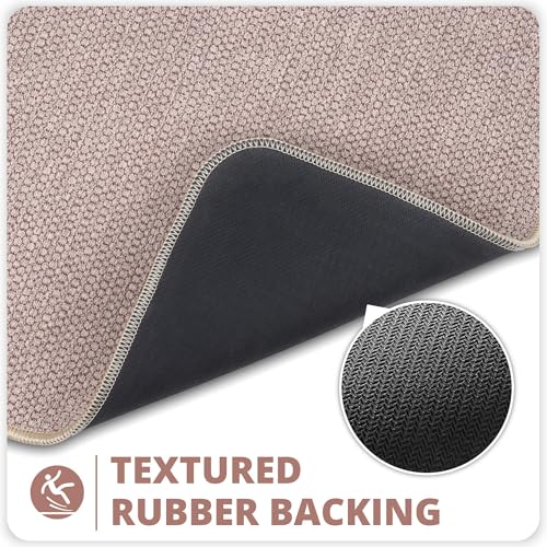 Bath Mat,Ultra Thin Bathroom Runner Rugs,Large Bath Mats for Bathroom,Quick Dry,Non-Slip,Machine Washable,Low Pile,Bath Rug,Shower Outside,Sink,Home Decor Accessories.Beige,1'5"x4'11"（17x59inch） - color: Beige, size: 1'5" X 4'11" (Runner)