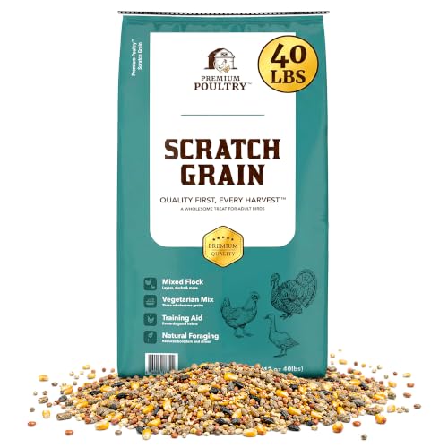 Scratch Grain for Chickens & Wildlife, 40lb, Made in USA | Natural Whole Grains, Supports Foraging & Energy, Encourages Pecking & Activity, Ideal for Mixed Poultry Flock - size: 40lb (Pack of 1), style: Scratch Grain