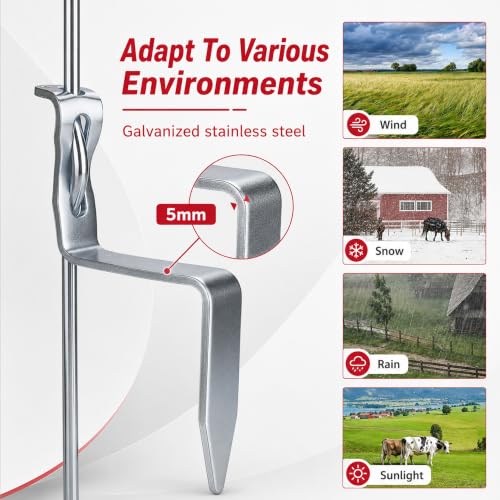 41 Inches Pig Tail Electric Fence Post, 30 Pack Stainless Steel Step in Fence Post, Electric Fencing Post for Garden and Livestock, Red - color: Red