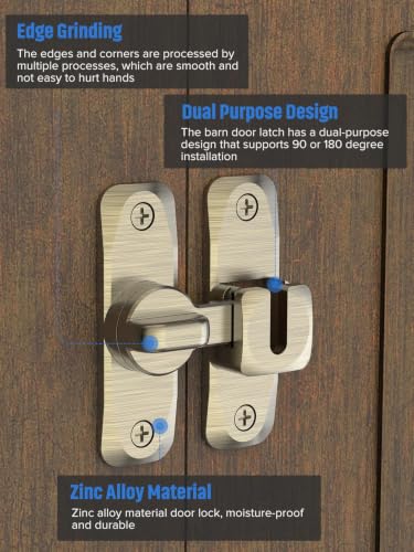 90/180 Degree Flip Barn Door Lock, Sliding Door Latch, Bronze-4PCS | Protect Privacy - Security Lock, Small Gate Latches Hardware for Barn, Garden, Bathroom, Cabinet, Window - color: Bronze-4PCS