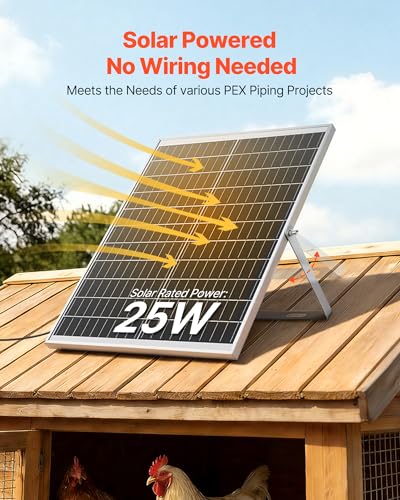 VEVOR Solar Powered Fan, 25W Solar Panel with 4 Fans, Adjustable Solar Panel Angle, 2668 RPM High-Speed, Flexible Installation, Fast Air Exchange for Greenhouse, Grow Tents, Chicken Coops, Shelters - size: 4.7" Fan×4 -25W