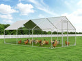 4ever2buy Metal Chicken Coop, 10x20 FT Walk-in Chicken Run Pen Poultry Cage, Water-Resistant & Anti-UV Cover, Large Chicken Coop for 18-22 Chickens - size: 236.4"L x 117.6"W x 76.8"H