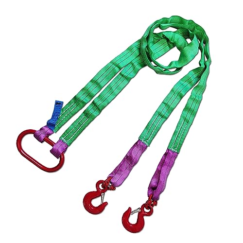 Two Leg Bridle Web Sling 6.5ft 4410lb Web Slings Belt Type with hook2.0 m 2000 kg Lightweight and Flexible Capacity Steel Sling[2leg 2.0 t] - size: 2leg-2t