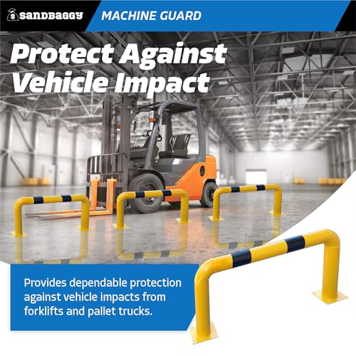 Sandbaggy High Profile Machine Safety Guard (24" H x 48" L) - Fixed Industrial Barrier Guards - Vehicle Impact Protection - Yellow Finish (10)