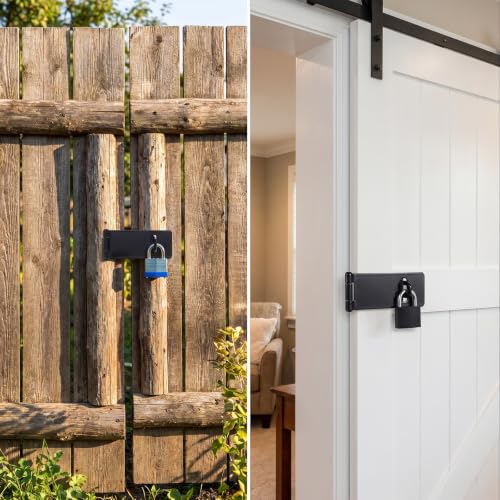 24 Pcs 3 Inch Lock Hasp Latch, 3 Inch Padlock Hasp Latch Set, Heavy Duty Black Door Lock Hasp Latch for Cabinet, Gate, Fence, Window, Garden, Yard Security