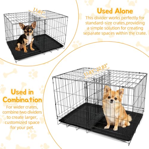 Dog Crate Divider Panel 2-Pack, 16.9" H Adjustable Wire Kennel | Fits 24"-30" Crate(11.8"-22.8"W), Heavy-Duty Metal Splitter, Puppy Potty Training, Grow-With-Me Space Management - size: 16.9"H