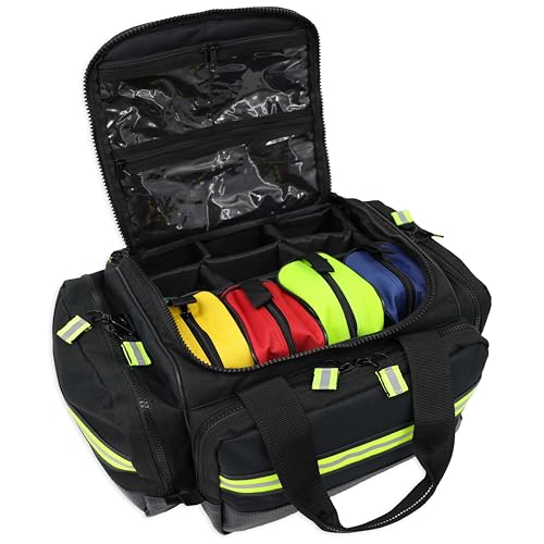 Lightning X Premium Stocked Modular EMS/EMT Trauma First Aid Responder Medical Bag + Kit - color: Black