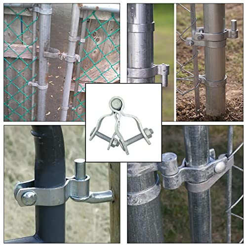 1-3/8" Chain Link Fence Gate Post Hinge, Galvanized Fence，4pcs for 32mm Pipe Panel Frames, Male and Female Hing Carbon Steel Max Load 220lb Fit 1 ⅜"