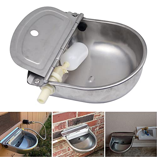 Automatic Livestock Waterer for Cattle, Dogs, Chicken, 304 Stainless Steel | Rust-Proof Auto Refill Float Valve, Wall Mount, Easy Install & Clean, for Horse Sheep Pig, Livestock Water Trough Bowl