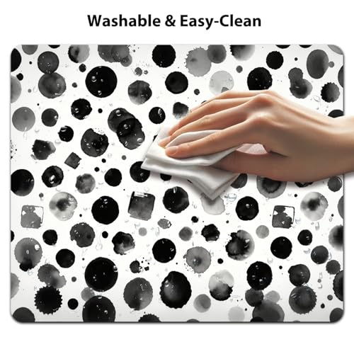 Black Ink Splash Abstract Mouse Pad 9.5" x 7.9", Modern Minimalist Watercolor Dot Cute Desk Mat, Artistic Office - color: Abstract Dots