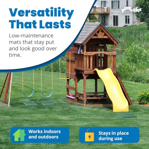 Playsafer Playground Safety Rubber Wearmat for Swingsets and Slides - 1" Thick X 24" W X 40" L (2 Pack, Brown) - color: Brown, size: 2 Pack (40" L x 24" W x 1" Thick)