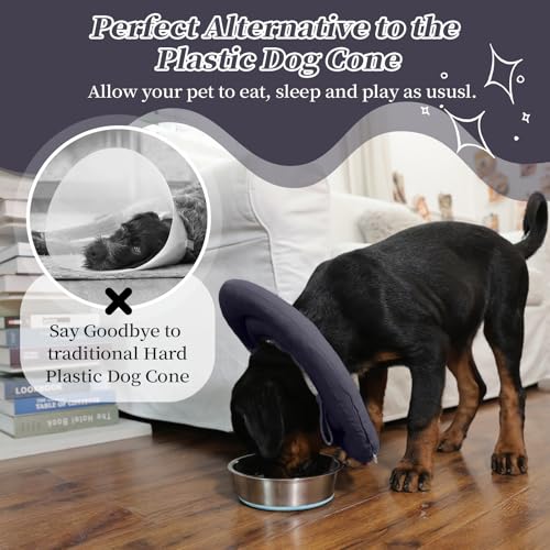 IDOMIK Dog Recovery Collar, Waterproof Soft Dog Cone After Surgery | Comfy Protective Elizabethan Collar Alternative for Dogs Cats, Adjustable Pet Neck Donut Cone Anti-Licking Wounds,Grey,M - color: Grey, size: M