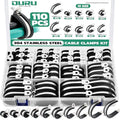 OURU 110PCS Cable Clamps Assortment Kit,Rubber Coated, 1/4"-1-3/4" 10 Sizes | 304 Stainless Steel, Anti-Vibration, Rust Resistant, Secure Hold, Automotive Wire, Pipe & Tube Mounting, Cable Management - size: 110PCS KIT