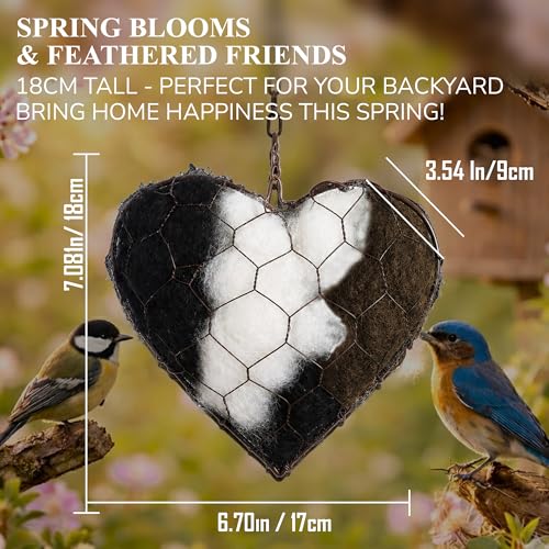 TRIVANO Handmade Alpaca Fiber Bird Nesting Heart – Natural Bird Nesting Material for Wild Birds, Soft Alpaca Bird Nesting Heart for Garden Trees & Backyard Birds.