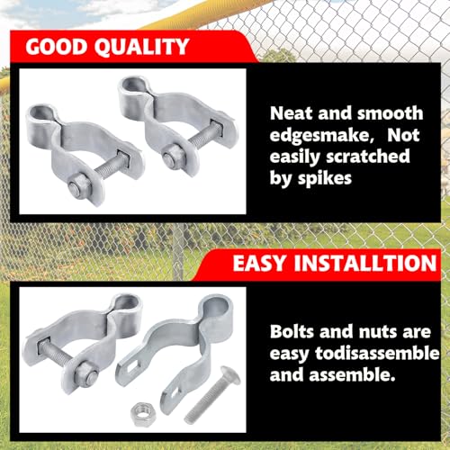 4 Pack 1-5/8" Chain Link Fence Frame Gate Post Female Hinge, Galvanized Steel Gate Hinge for Fence Posts, Bolts & Nuts Included - size: 1-5/8" Female